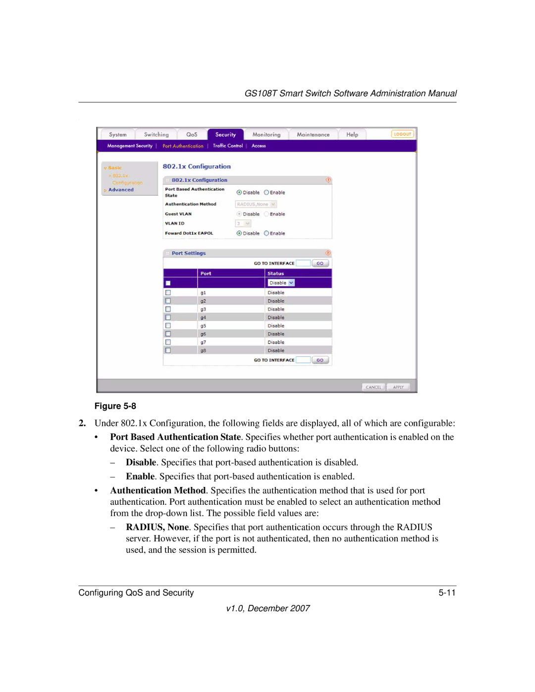 NETGEAR GS108T-100NAS manual GS108T Smart Switch Software Administration Manual 