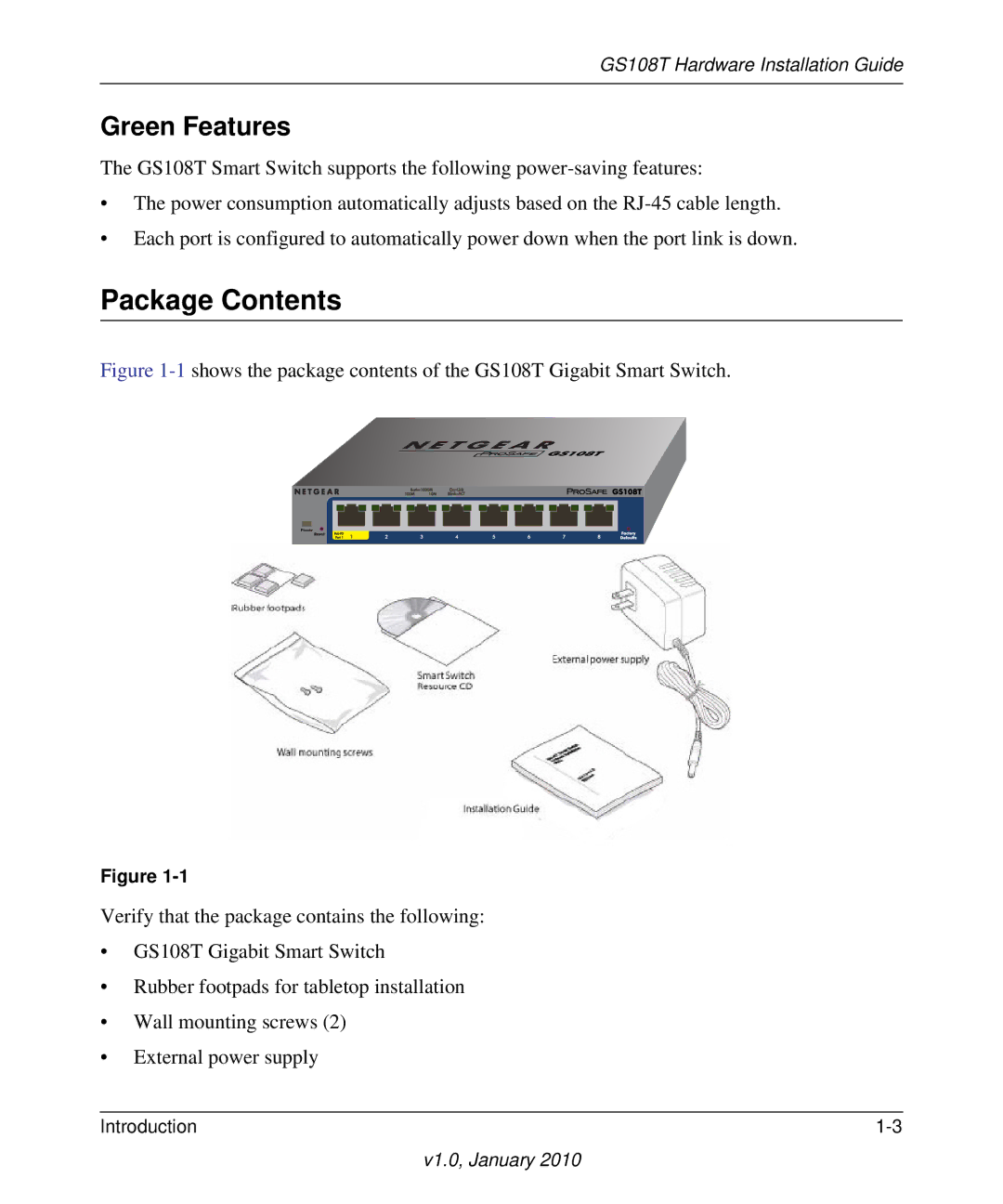 NETGEAR GS108T-200NAS manual Package Contents 