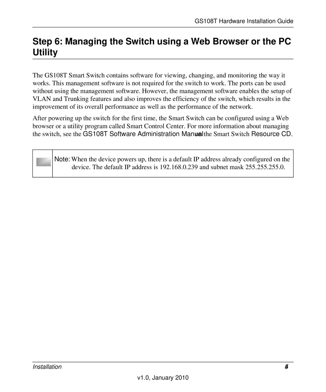 NETGEAR GS108T-200NAS manual Managing the Switch using a Web Browser or the PC Utility 