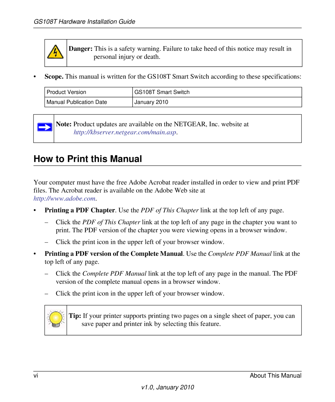 NETGEAR GS108T-200NAS manual How to Print this Manual 