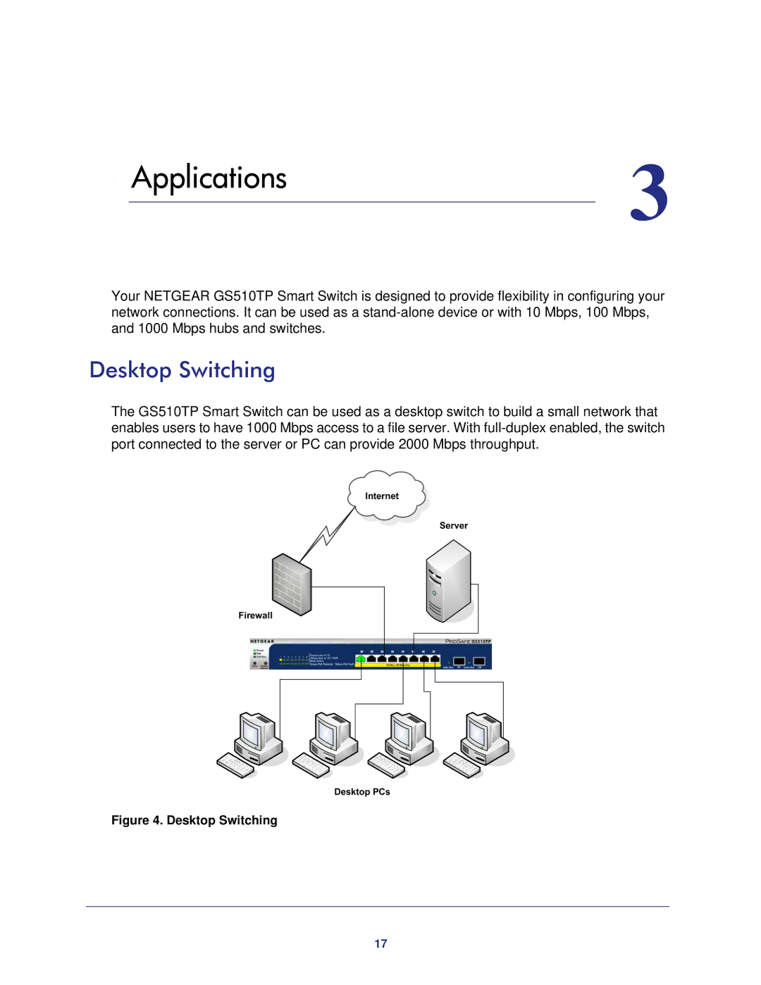 NETGEAR GS510TP-100NAS manual Applications, Desktop Switching 