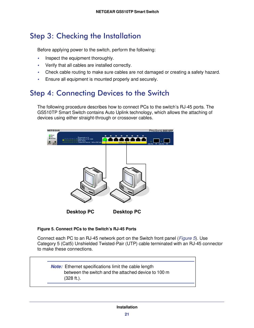 NETGEAR GS510TP-100NAS manual Checking the Installation, Connecting Devices to the Switch 