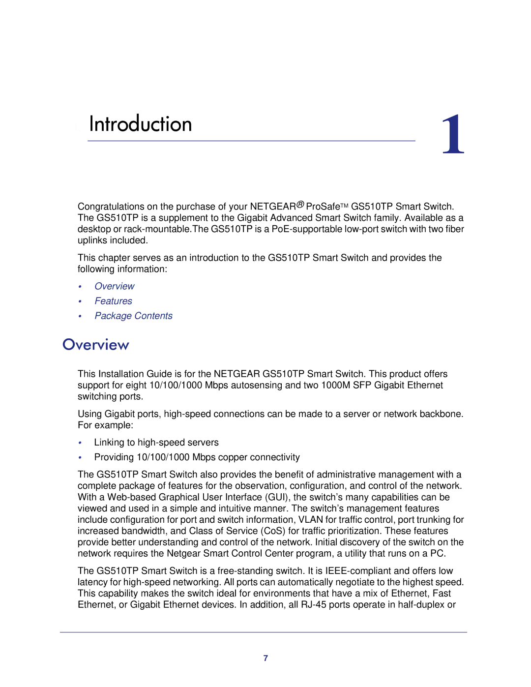 NETGEAR GS510TP-100NAS manual Introduction, Overview 