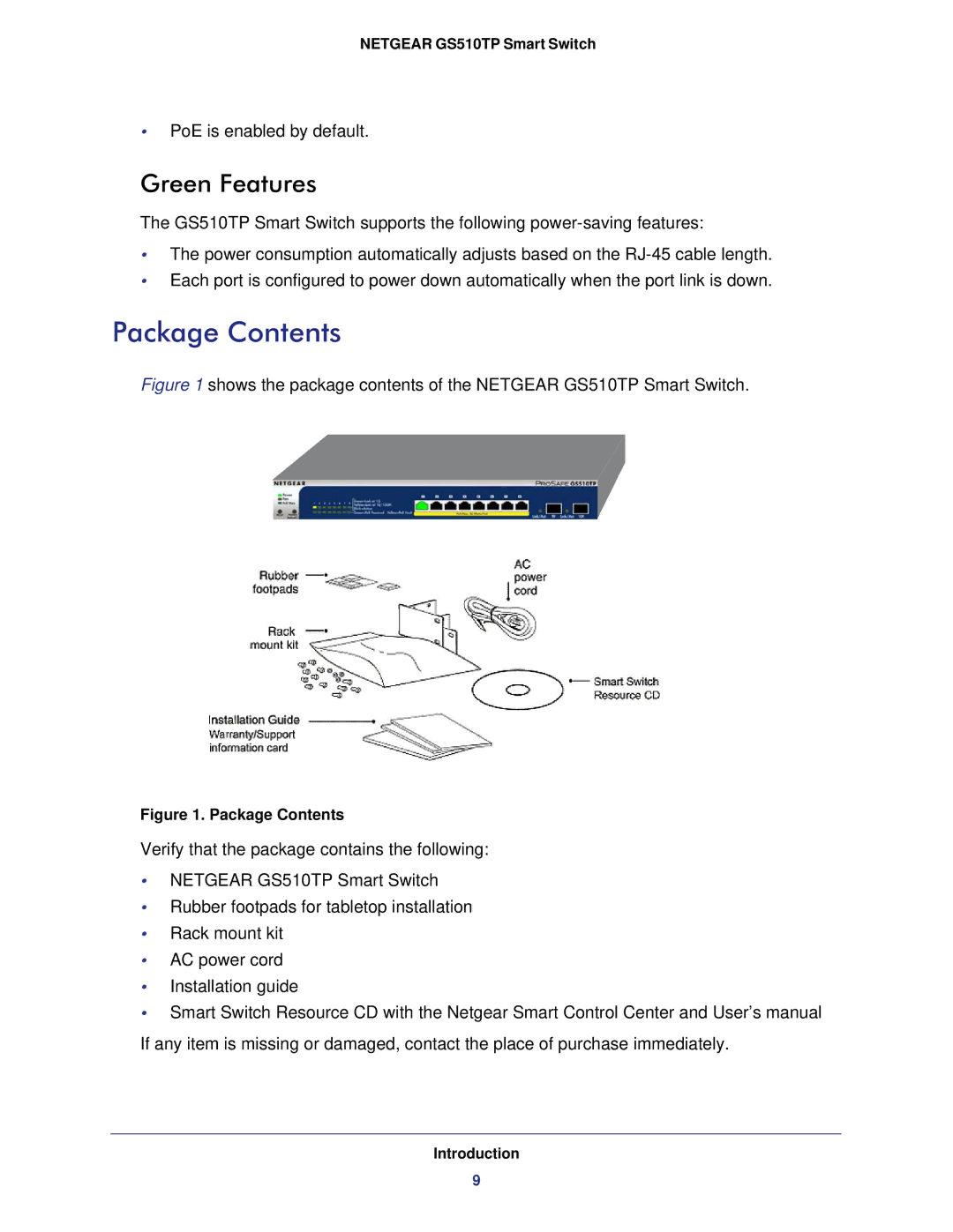 NETGEAR GS510TP-100NAS manual Package Contents 