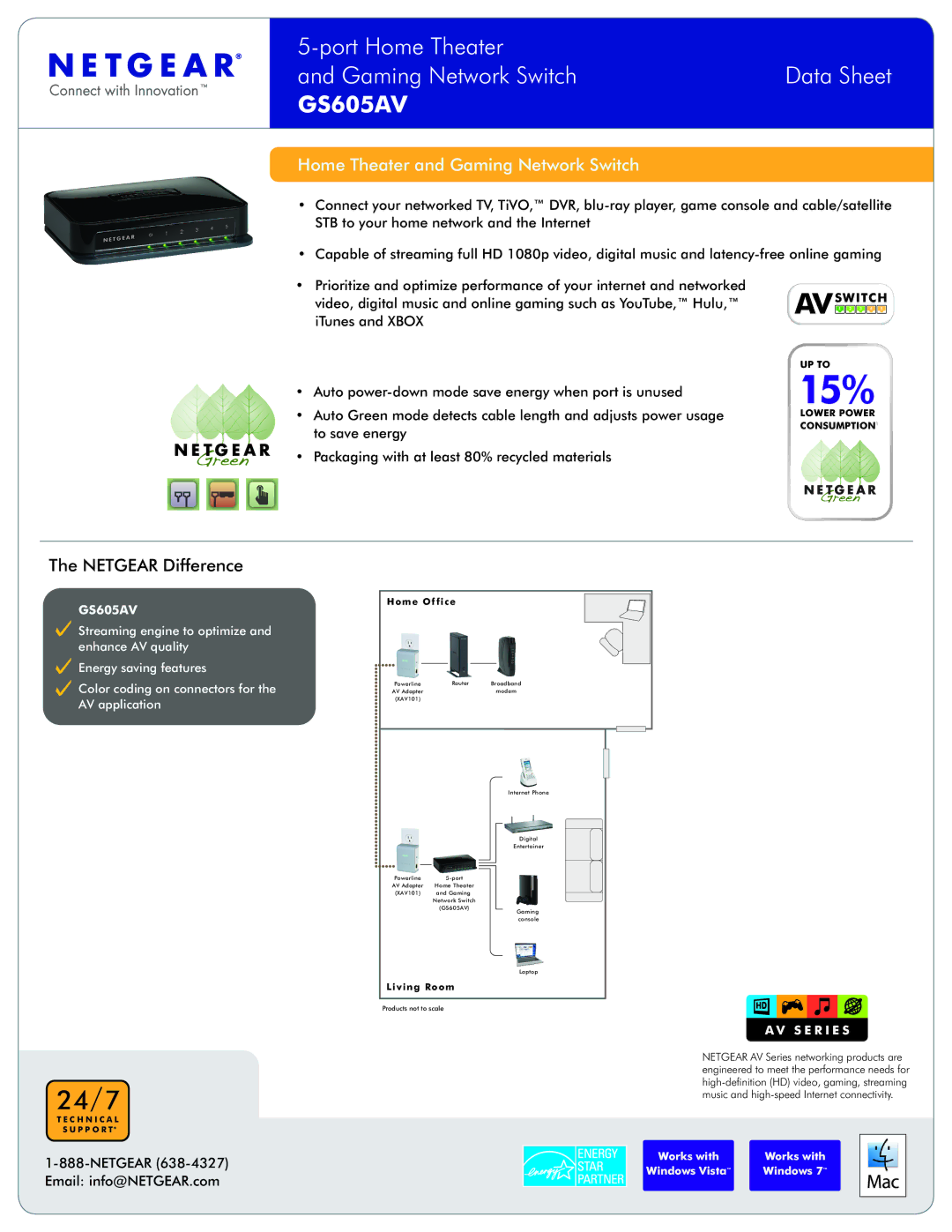 NETGEAR GS605AV manual S E R I E S 