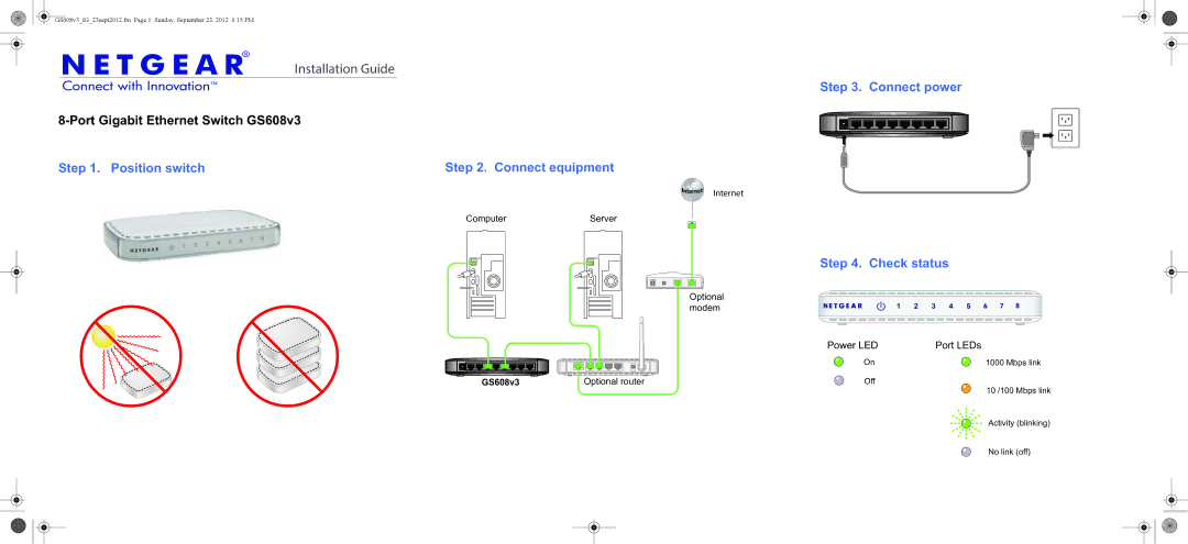 NETGEAR GS608v3 manual Installation Guide 