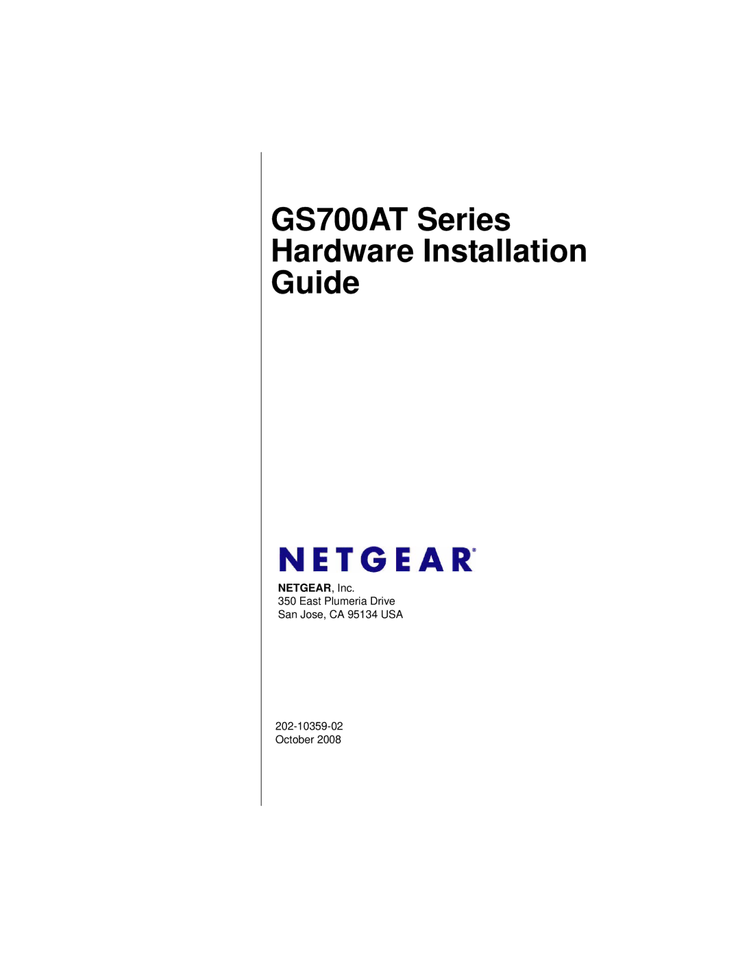 NETGEAR manual GS700AT Series Hardware Installation Guide 