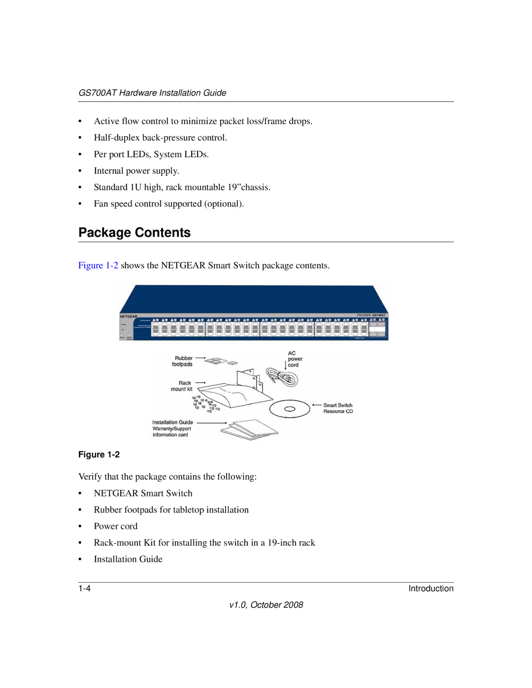 NETGEAR GS700AT Series manual Package Contents 