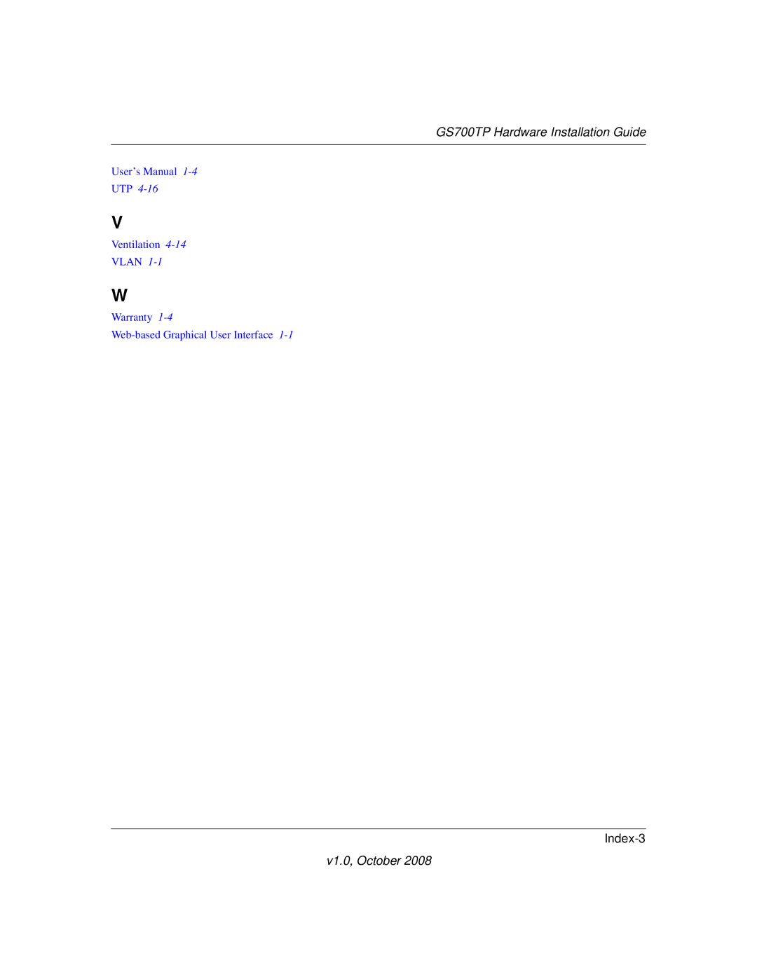 NETGEAR GS700AT Series manual Index-3 