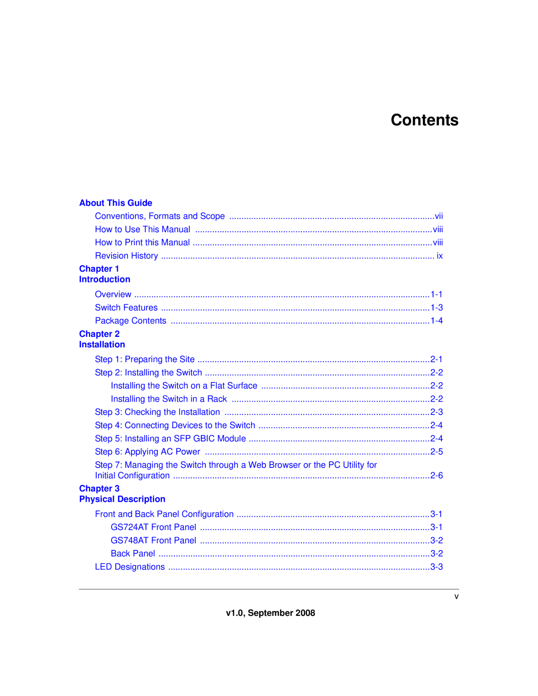 NETGEAR GS700AT Series manual Contents 