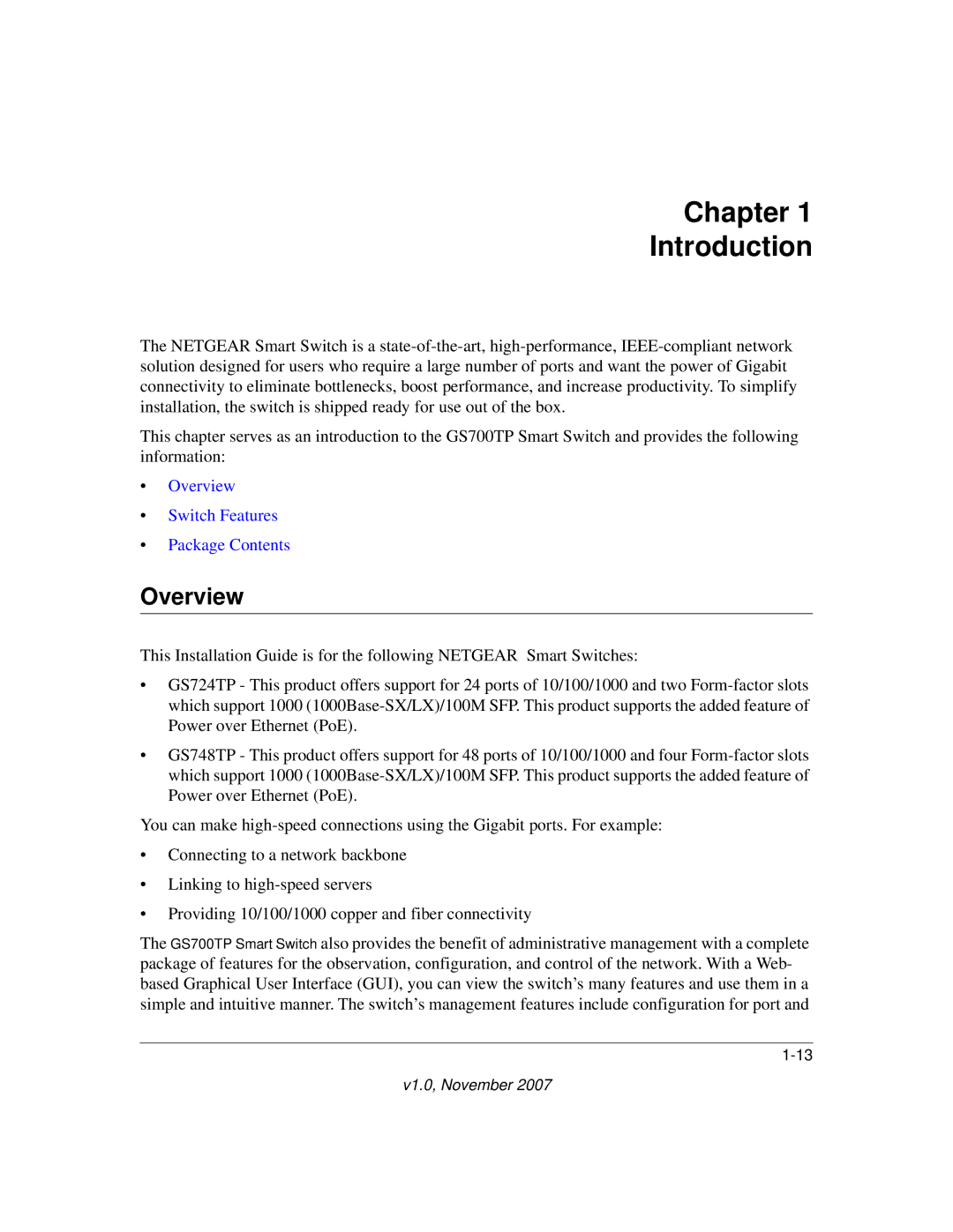 NETGEAR GS748TP-100NAS, GS700TP, 724TP, GS724TPS-100NAS manual Chapter Introduction, Overview 