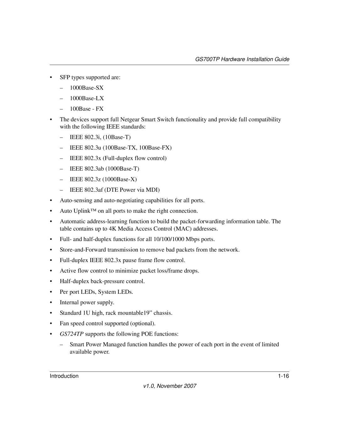 NETGEAR GS748TP-100NAS, GS700TP, 724TP, GS724TPS-100NAS manual GS700TP Hardware Installation Guide 