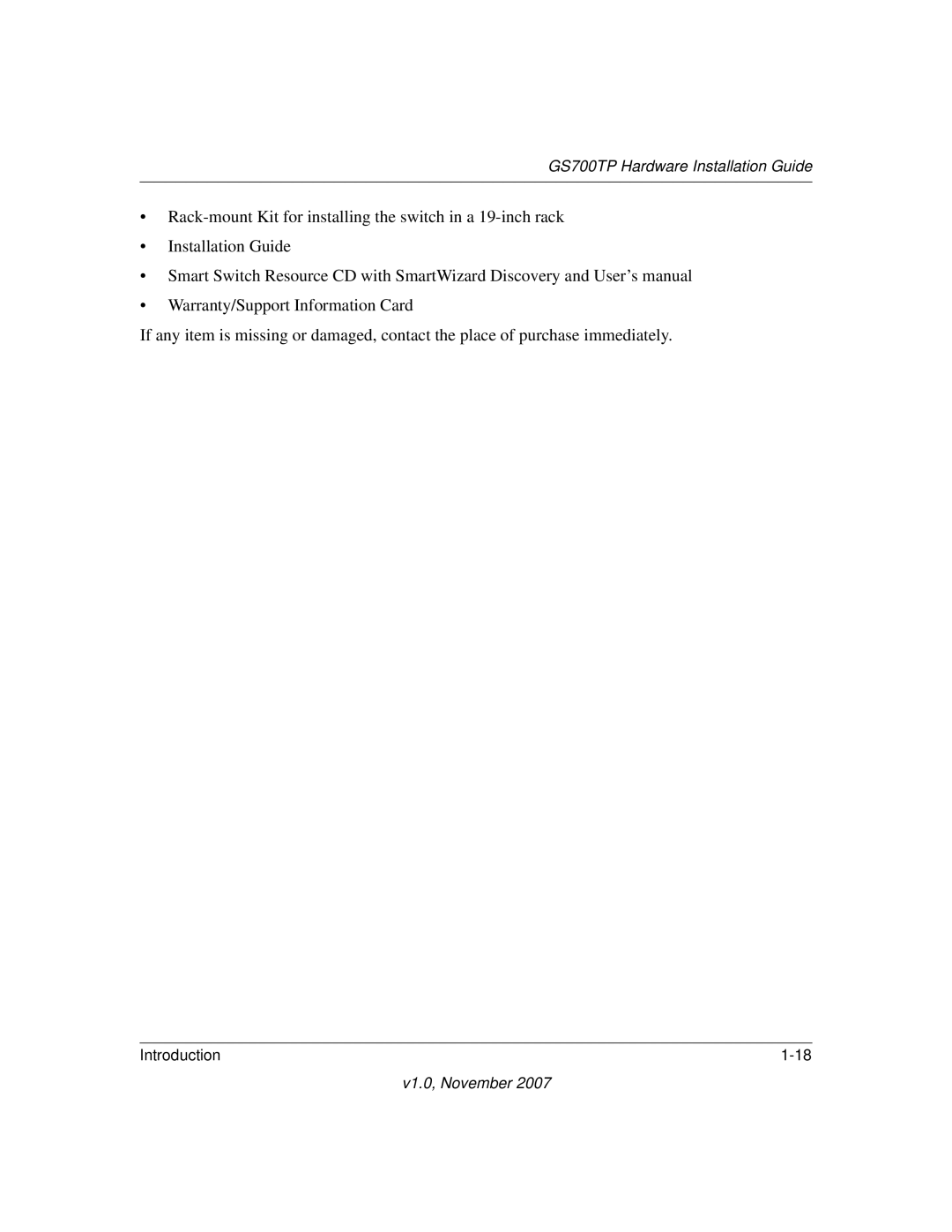 NETGEAR GS700TP, 724TP, GS748TP-100NAS, GS724TPS-100NAS manual GS700TP Hardware Installation Guide 