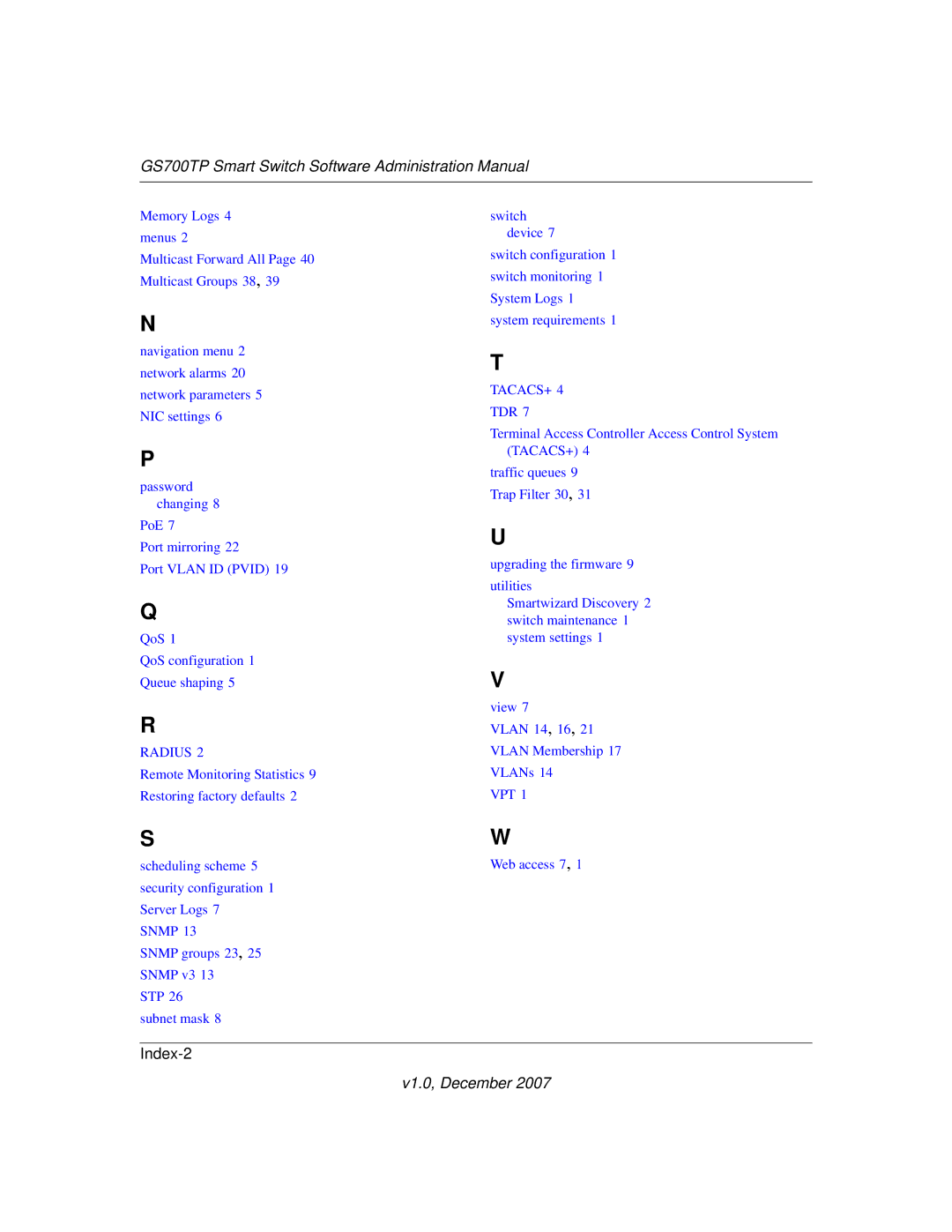 NETGEAR GS700TP manual Index-2 