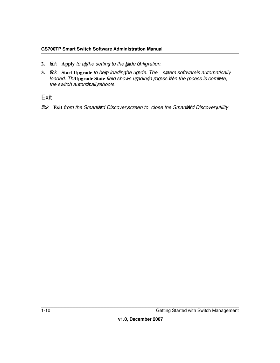 NETGEAR GS700TP manual Exit 