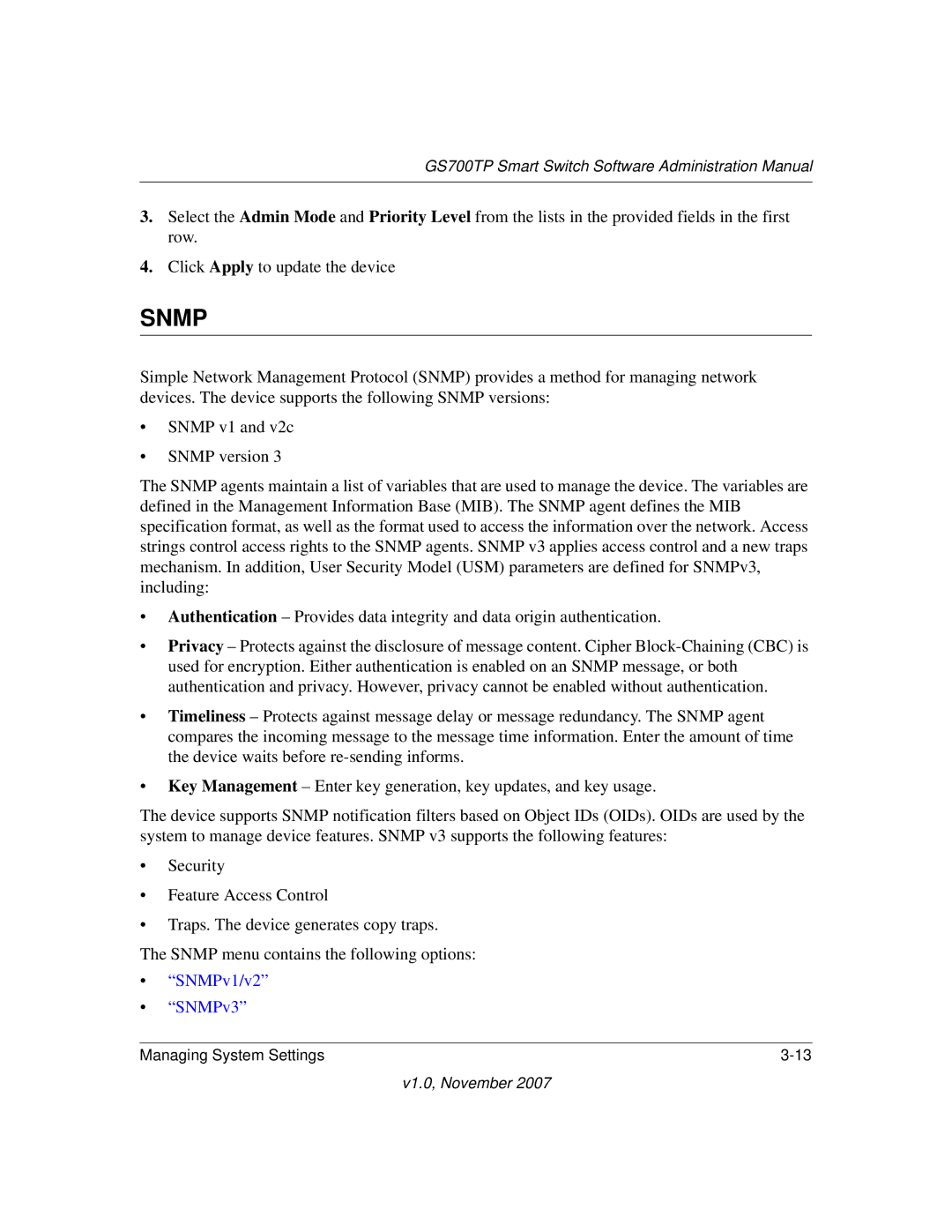 NETGEAR GS700TP manual Snmp 