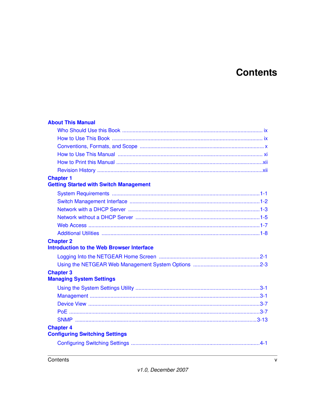 NETGEAR GS700TP manual Contents 