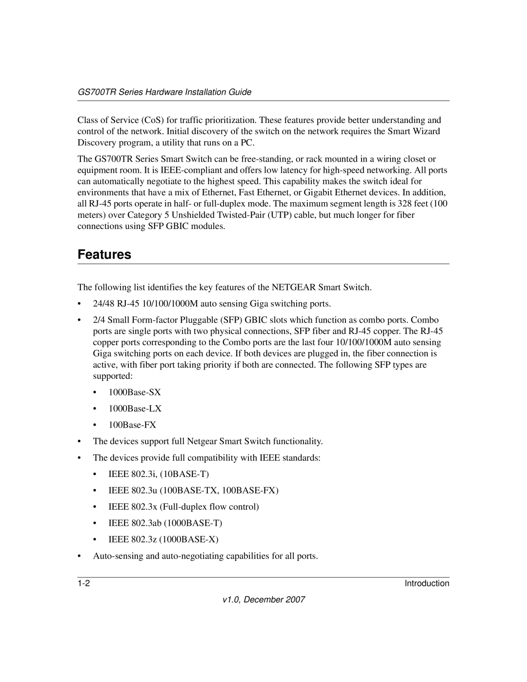 NETGEAR GS700TR manual Features 