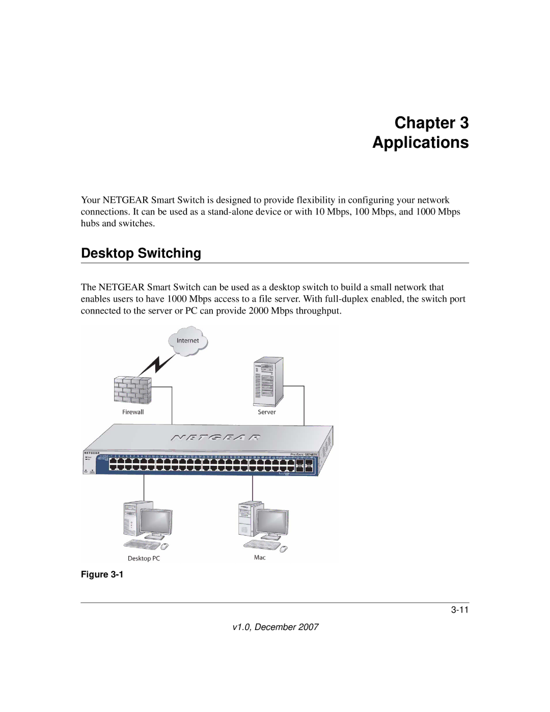 NETGEAR GS700TR manual Chapter Applications, Desktop Switching 