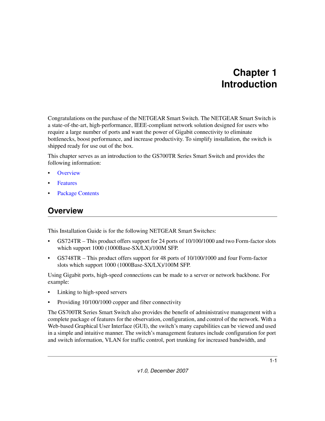 NETGEAR GS700TR manual Chapter Introduction, Overview 