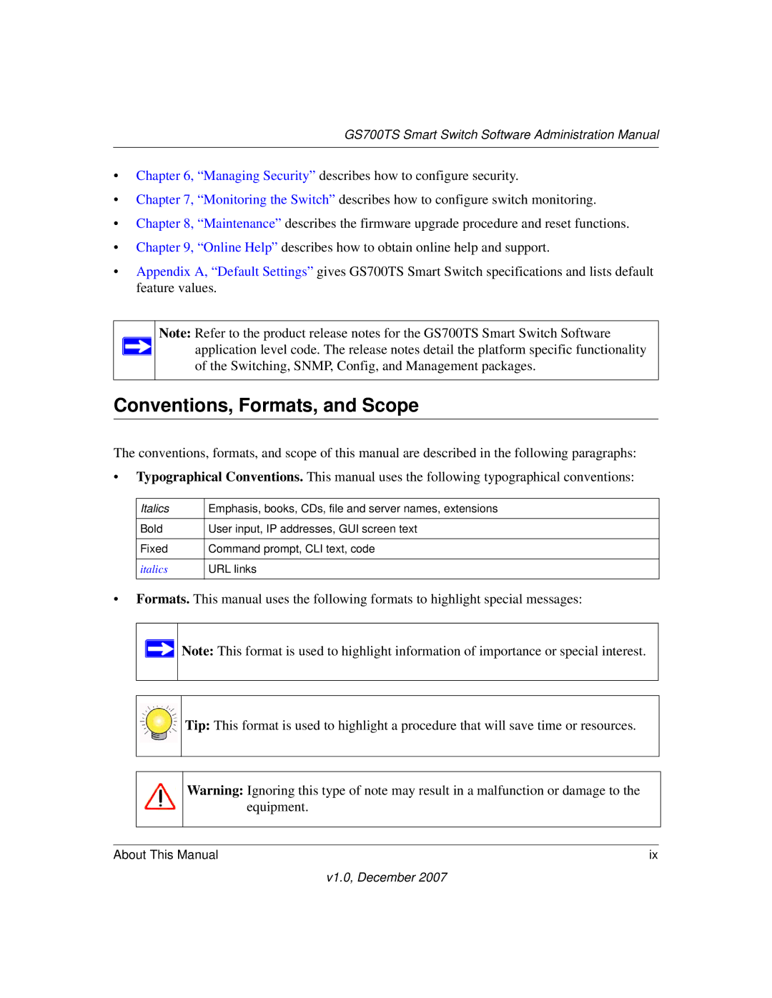 NETGEAR GS700TS manual Conventions, Formats, and Scope 