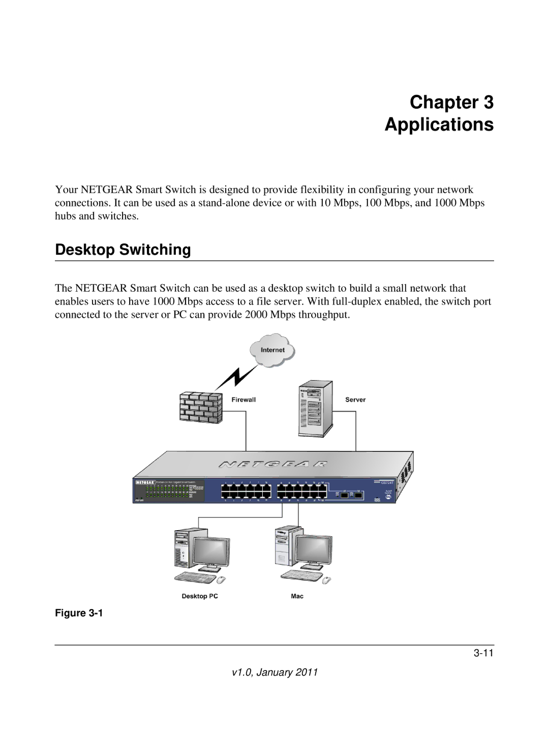 NETGEAR GS724T-300NAS manual Chapter Applications, Desktop Switching 