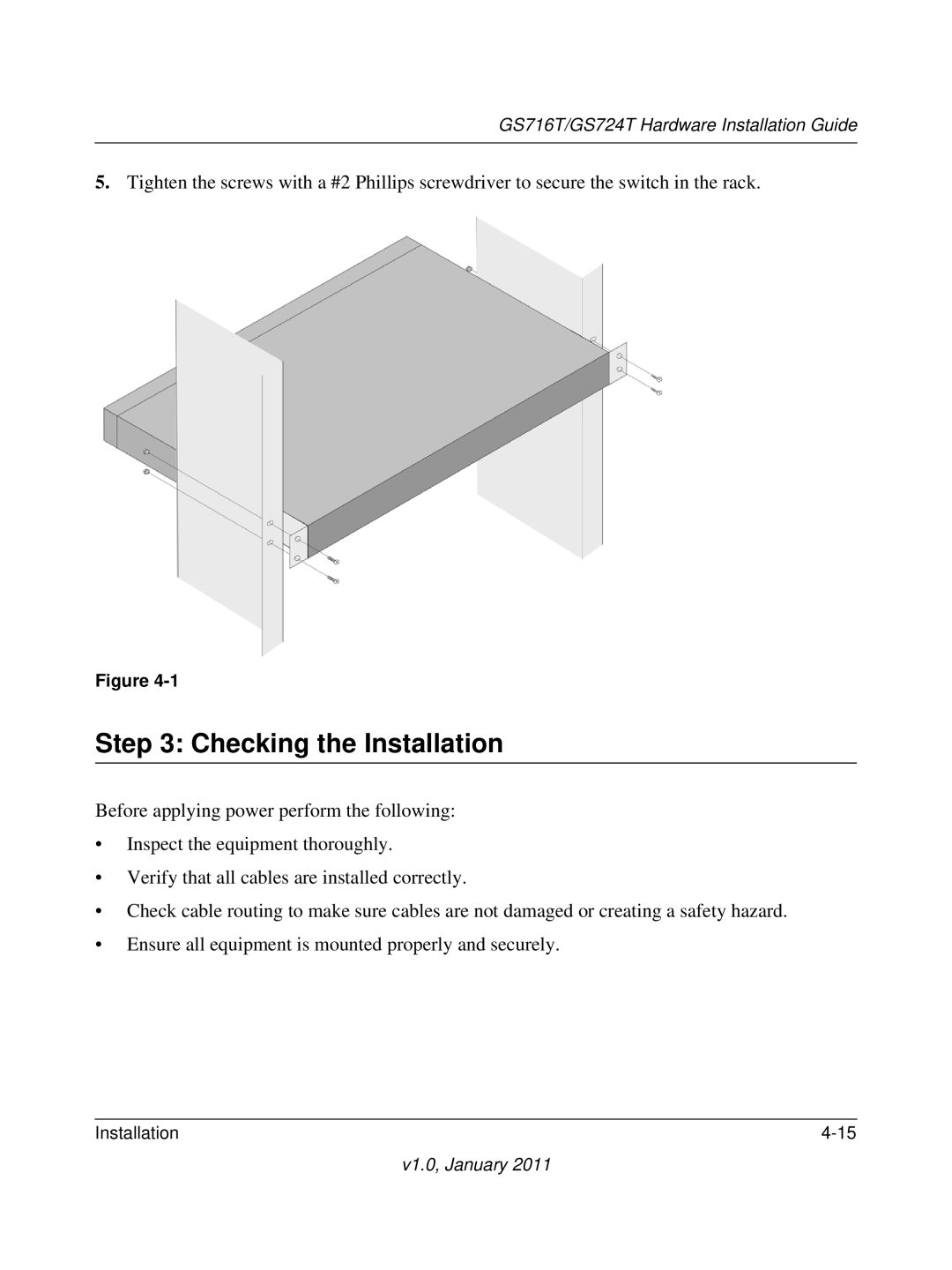 NETGEAR GS724T-300NAS manual Checking the Installation 