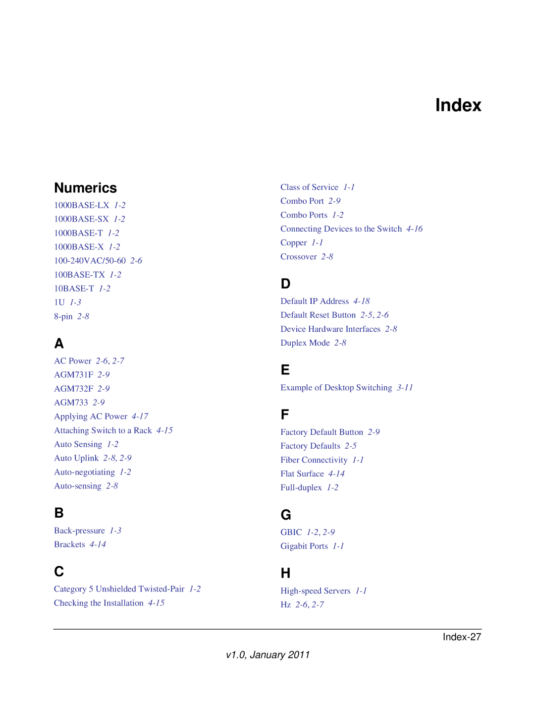 NETGEAR GS724T-300NAS manual Index, Numerics 