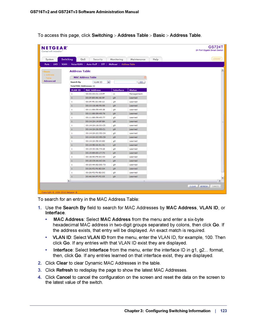 NETGEAR GS724TS-100NAS manual GS716Tv2 and GS724Tv3 Software Administration Manual 