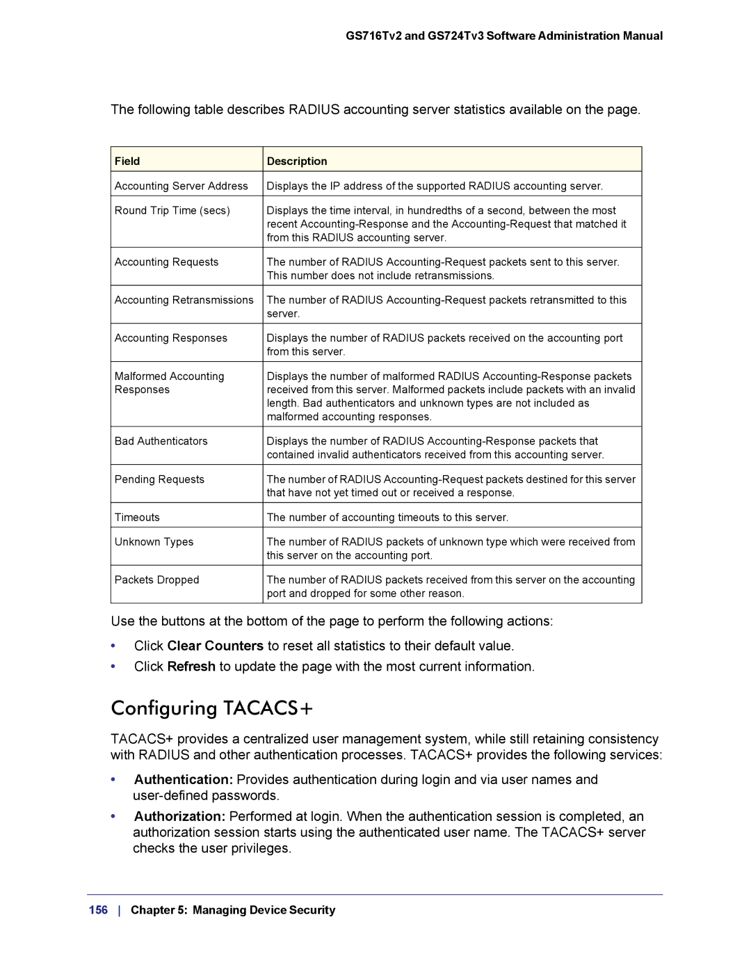 NETGEAR GS724TS-100NAS manual Configuring TACACS+ 