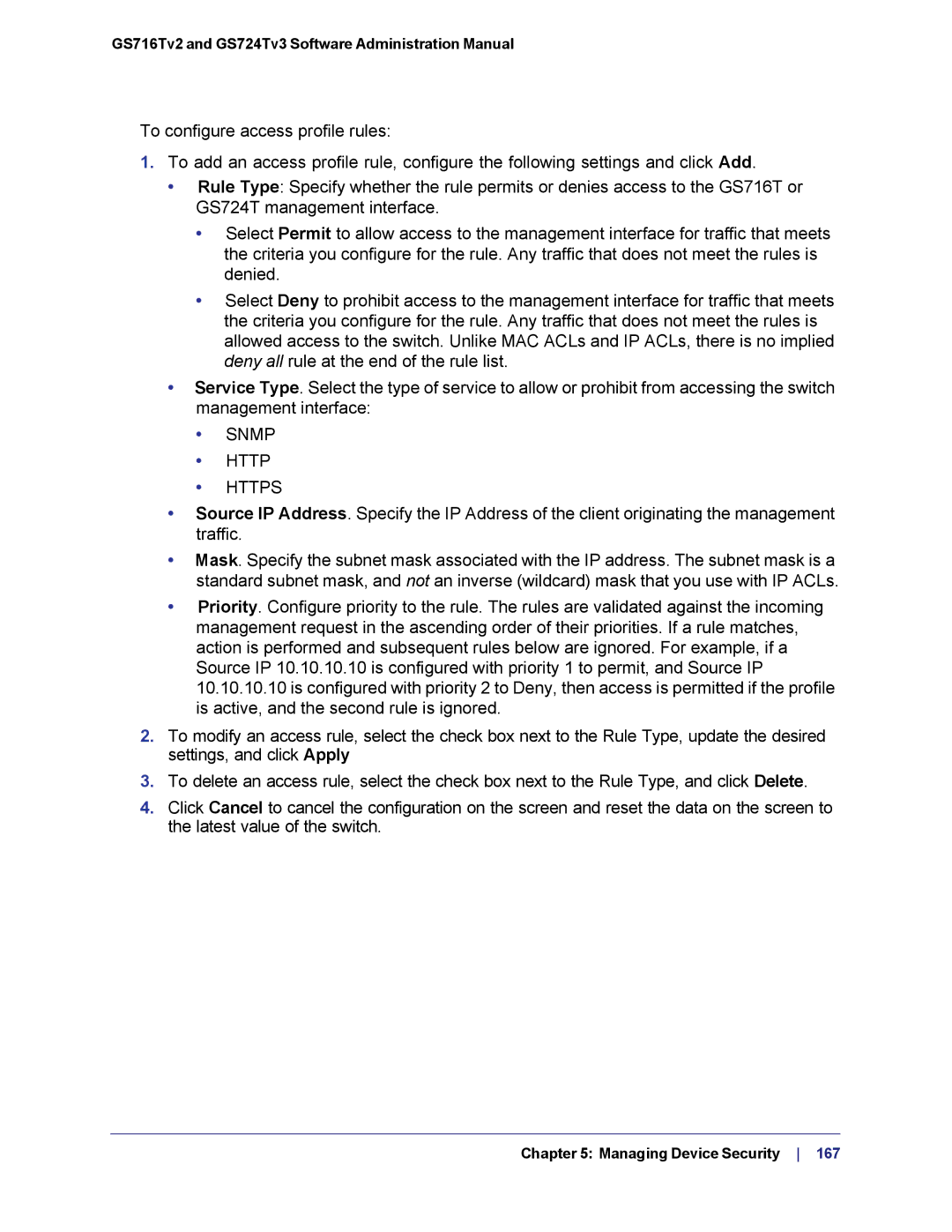 NETGEAR GS724TS-100NAS manual Snmp Http Https 