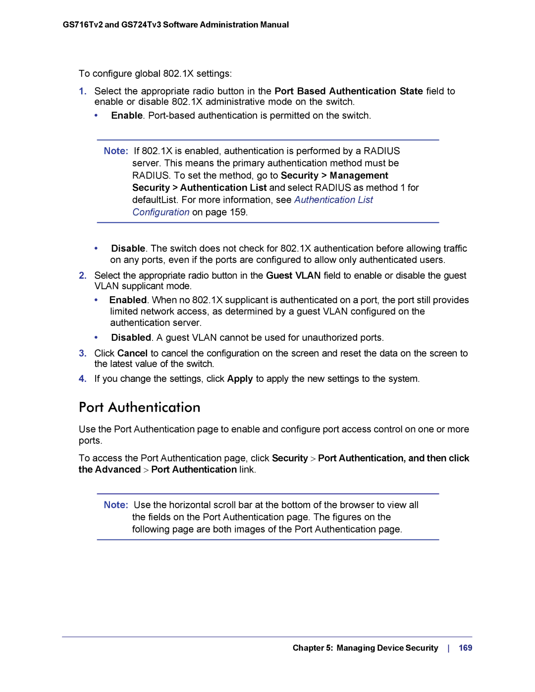 NETGEAR GS724TS-100NAS manual Port Authentication, Configuration on 