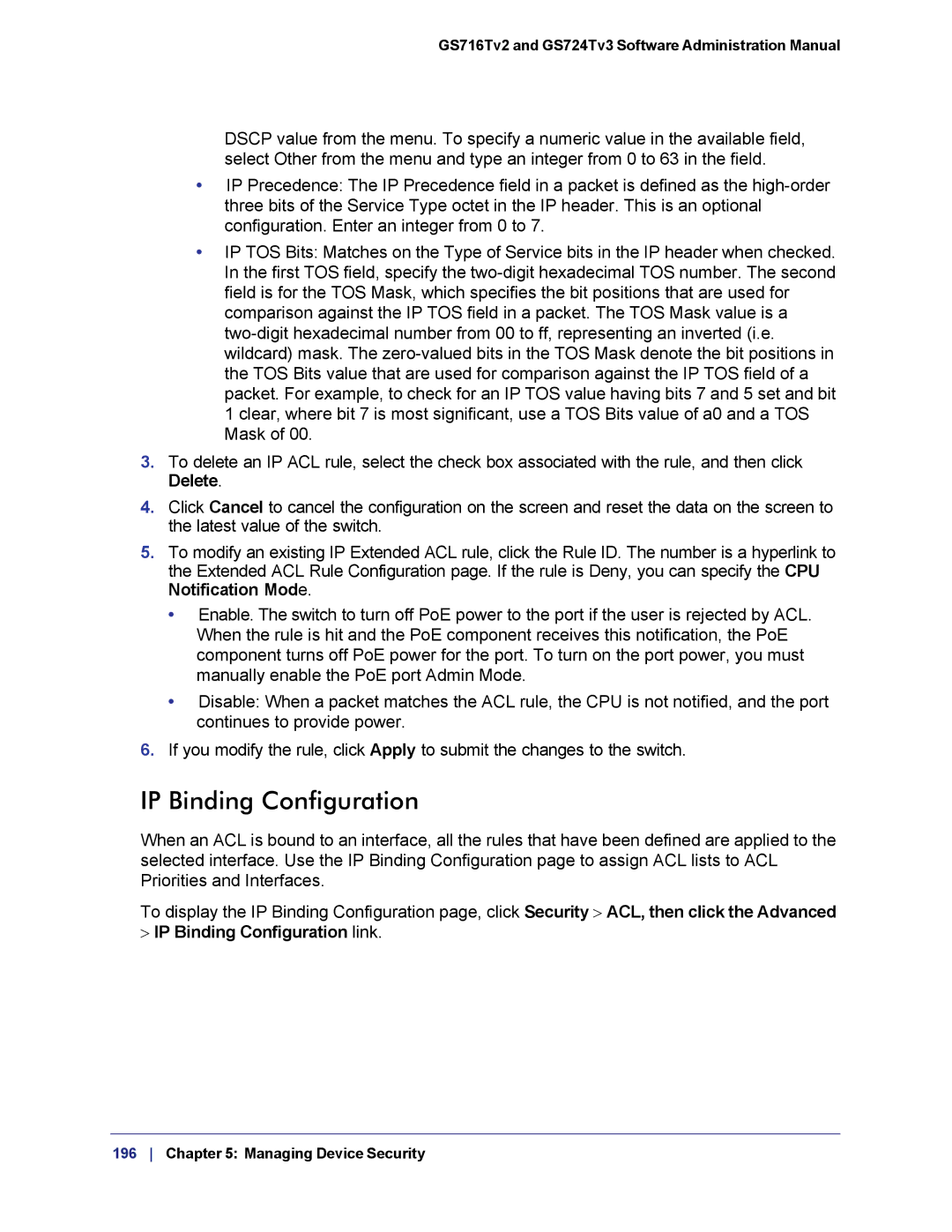 NETGEAR GS724TS-100NAS manual IP Binding Configuration link 