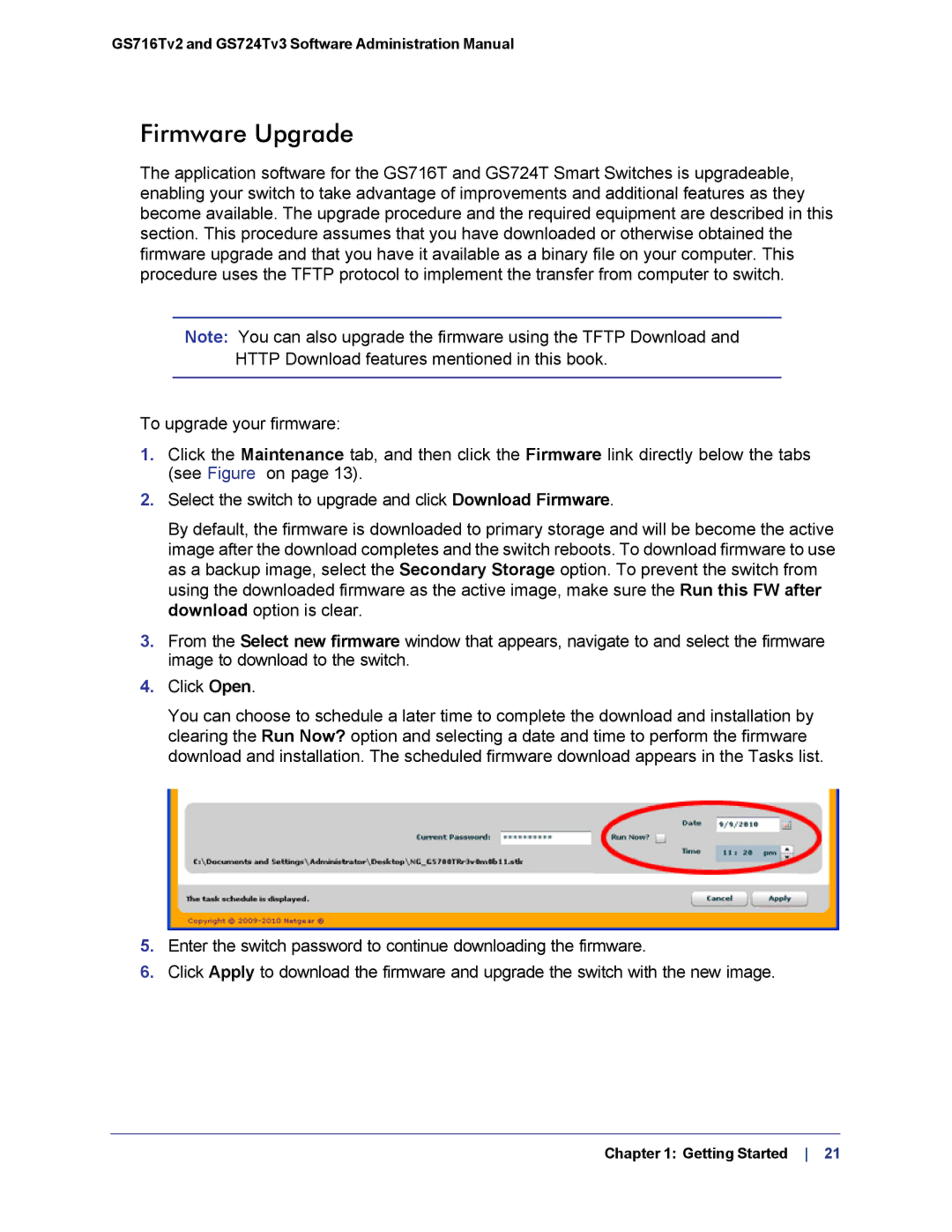 NETGEAR GS724TS-100NAS manual Firmware Upgrade 