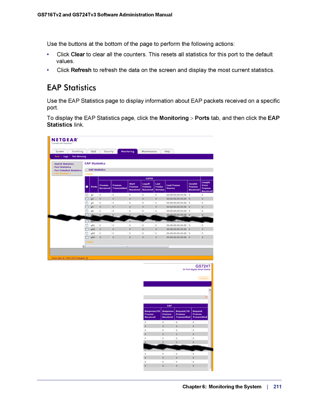 NETGEAR GS724TS-100NAS manual EAP Statistics 