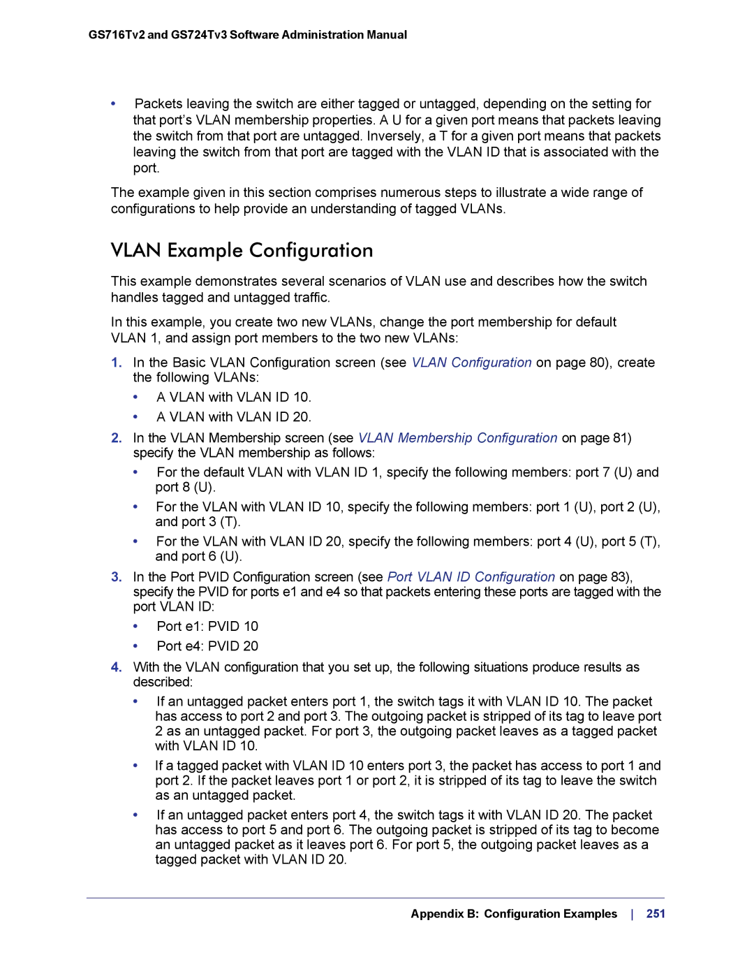 NETGEAR GS724TS-100NAS manual Vlan Example Configuration 