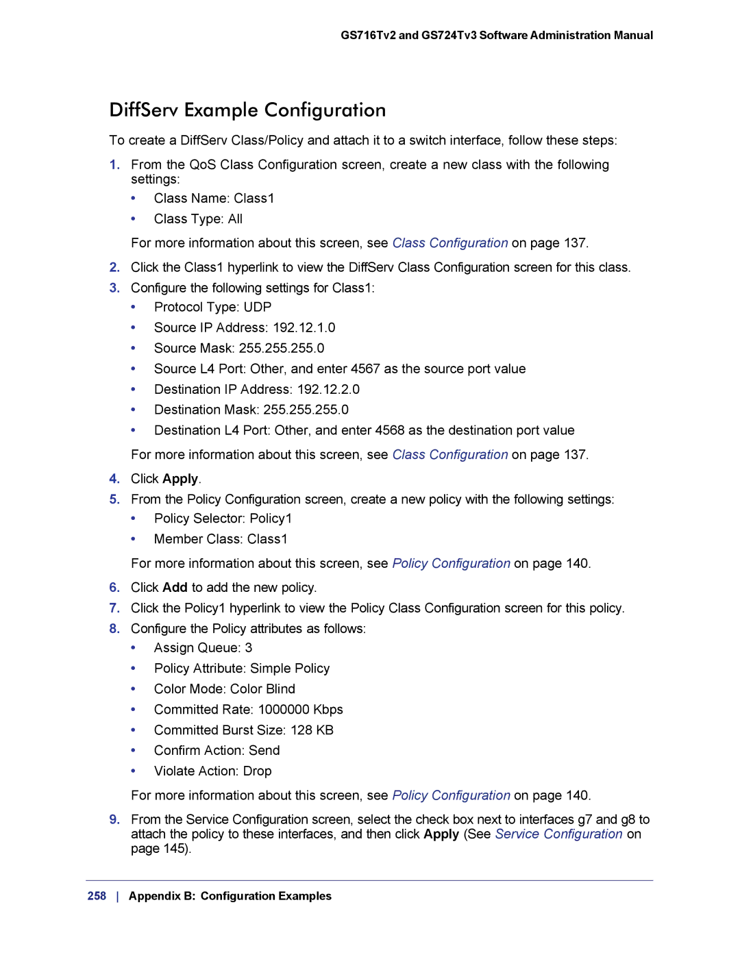 NETGEAR GS724TS-100NAS manual DiffServ Example Configuration 