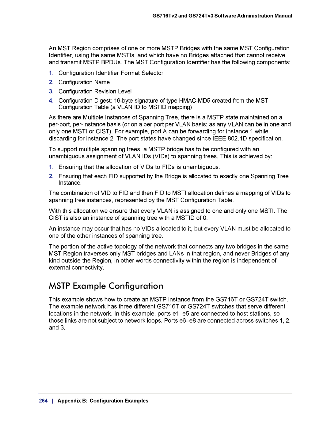 NETGEAR GS724TS-100NAS manual Mstp Example Configuration 