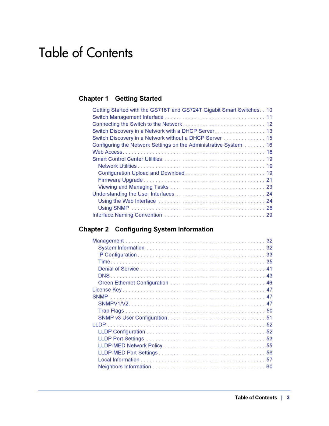 NETGEAR GS724TS-100NAS manual Table of Contents 