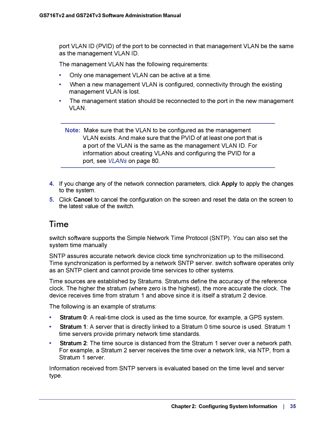 NETGEAR GS724TS-100NAS manual Time 