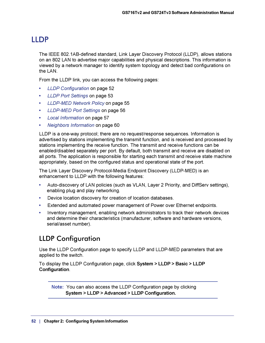 NETGEAR GS724TS-100NAS manual System Lldp Advanced Lldp Configuration 