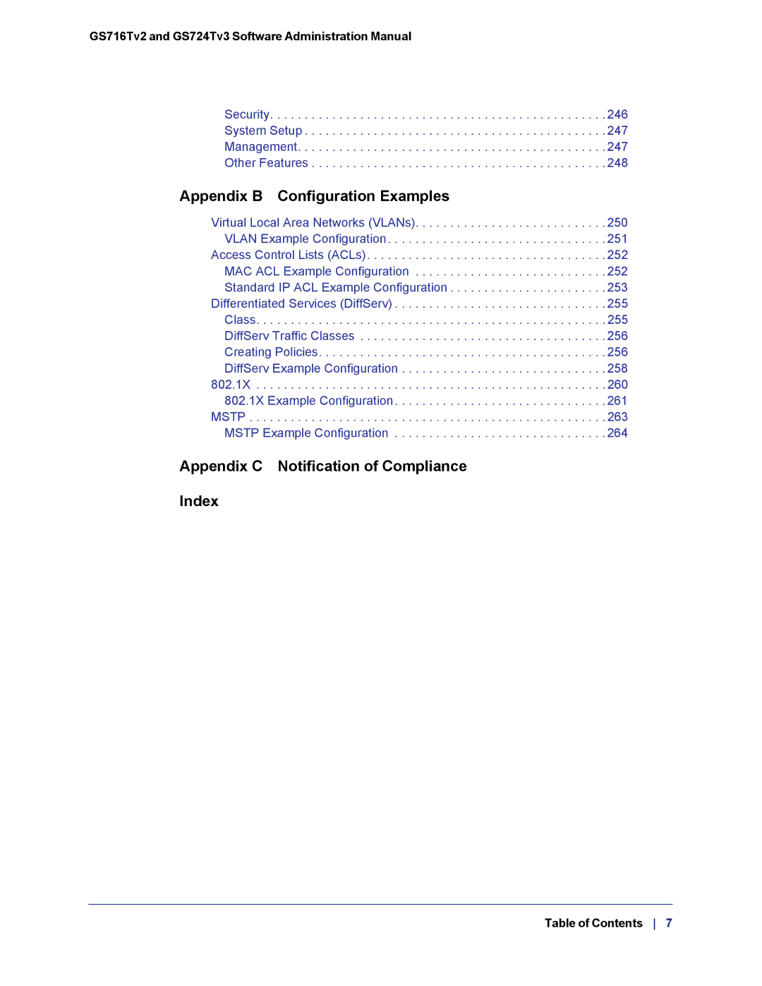 NETGEAR GS724TS-100NAS manual Appendix C Notification of Compliance Index 