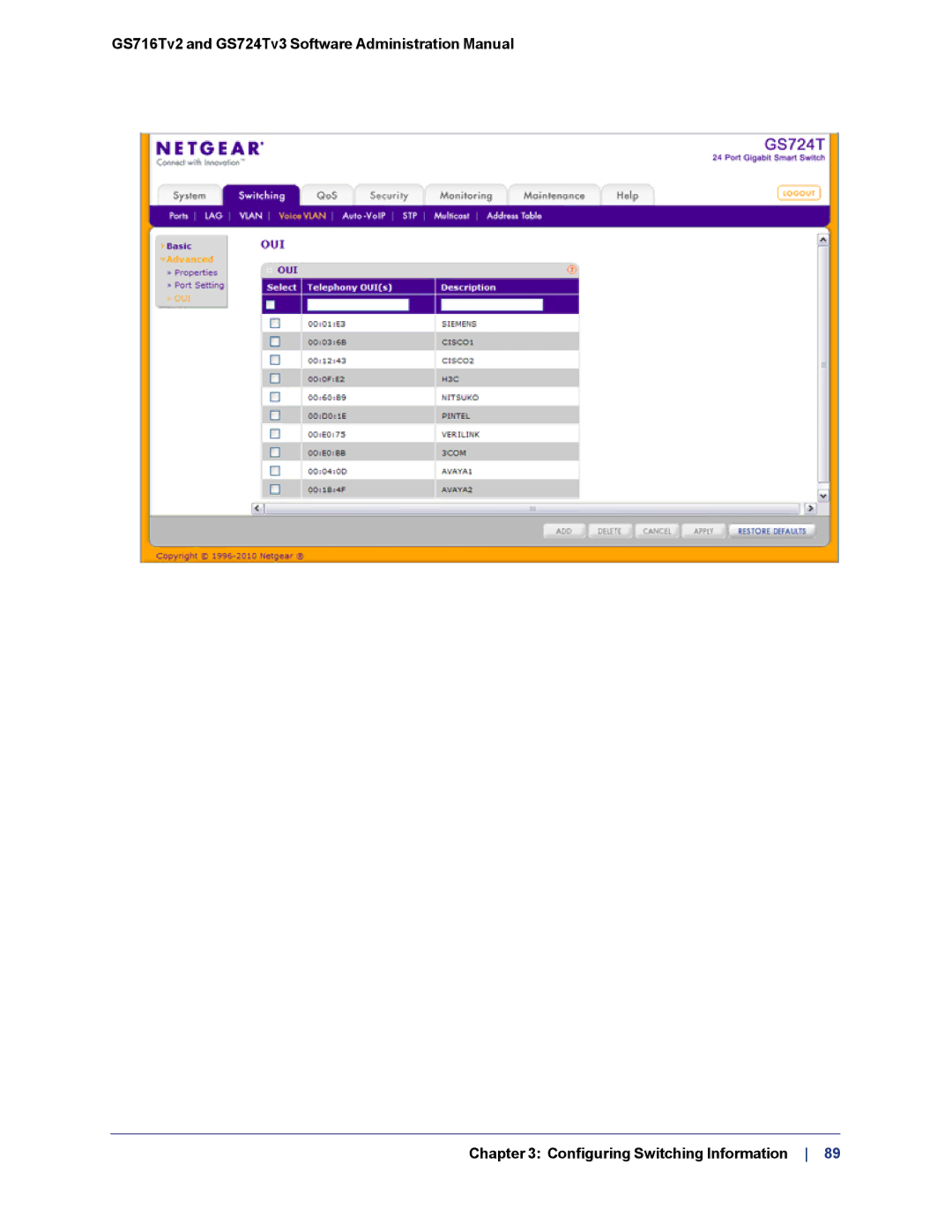 NETGEAR GS724TS-100NAS manual 