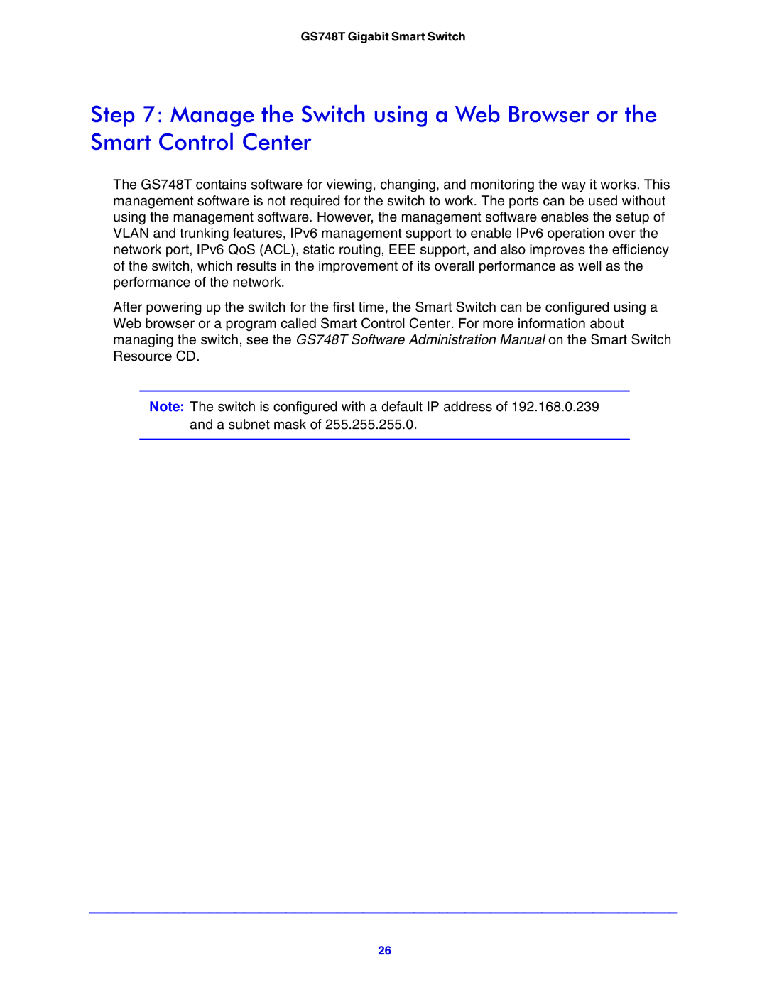 NETGEAR manual GS748T Gigabit Smart Switch 