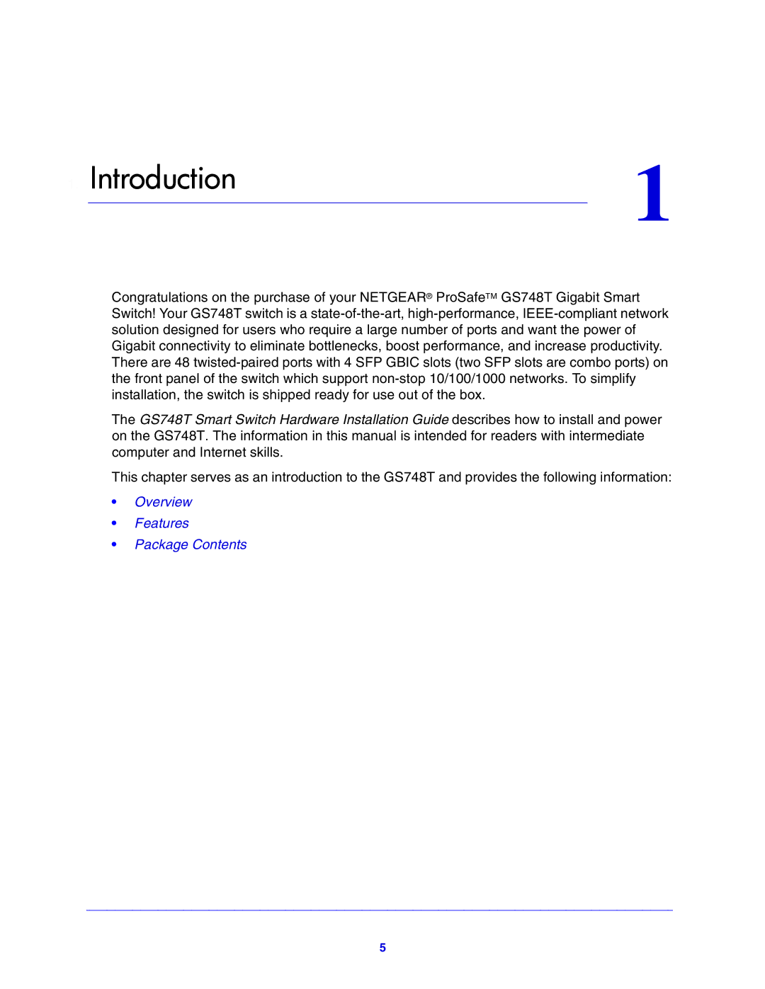 NETGEAR GS748T manual Introduction 