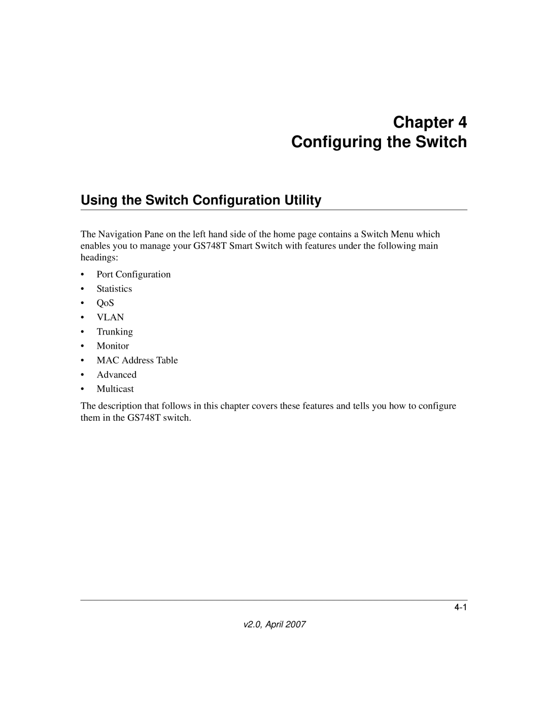 NETGEAR GS748TS-100NAS, GS748TNA user manual Chapter Configuring the Switch, Using the Switch Configuration Utility 