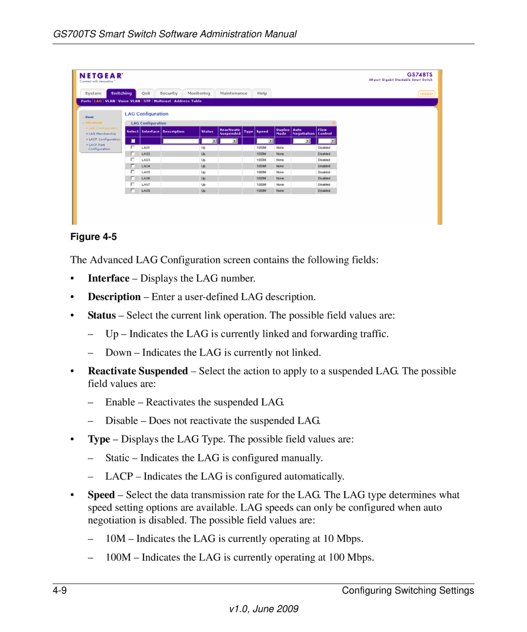 NETGEAR GS748TS manual GS700TS Smart Switch Software Administration Manual 