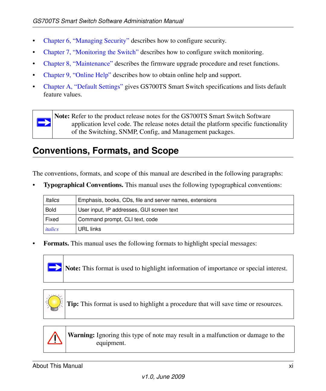 NETGEAR GS748TS manual Conventions, Formats, and Scope 