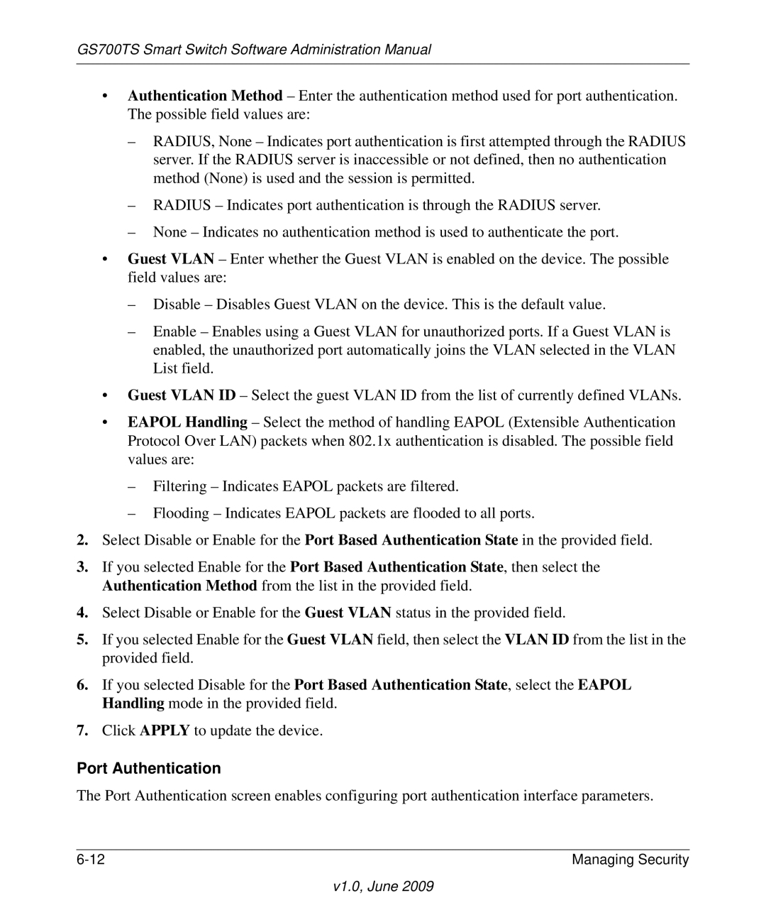 NETGEAR GS748TS manual Port Authentication 