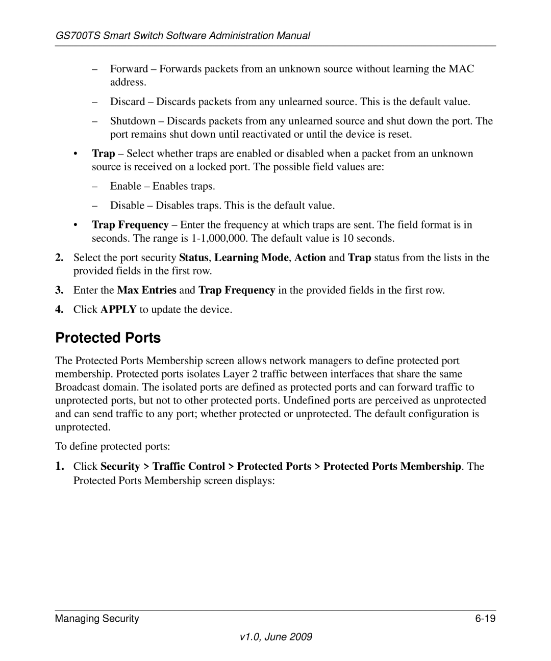 NETGEAR GS748TS manual Protected Ports 